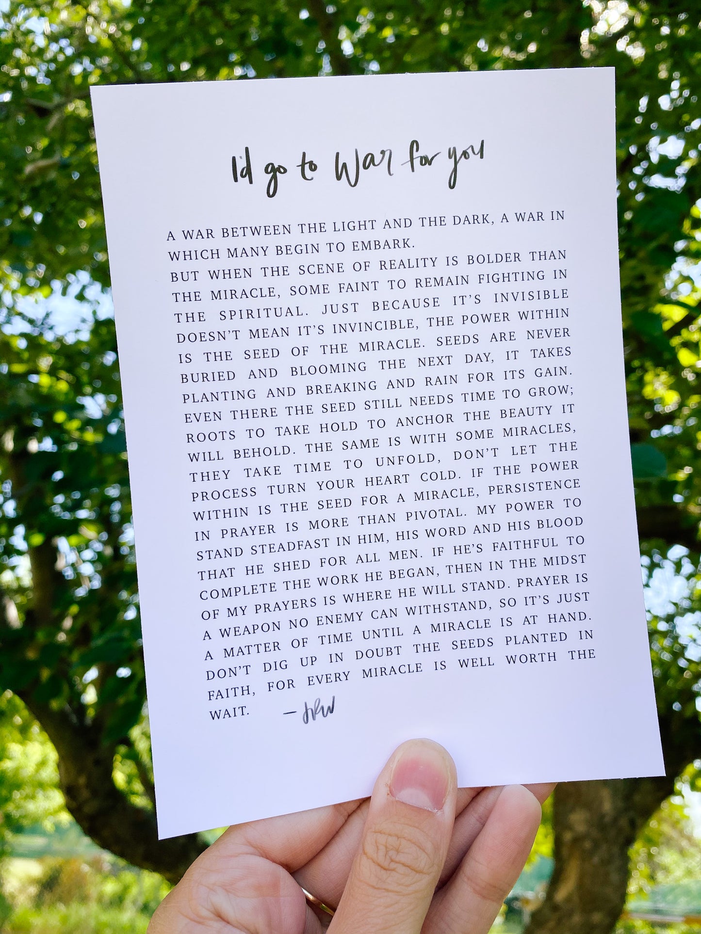 I'd Go To War For You Print