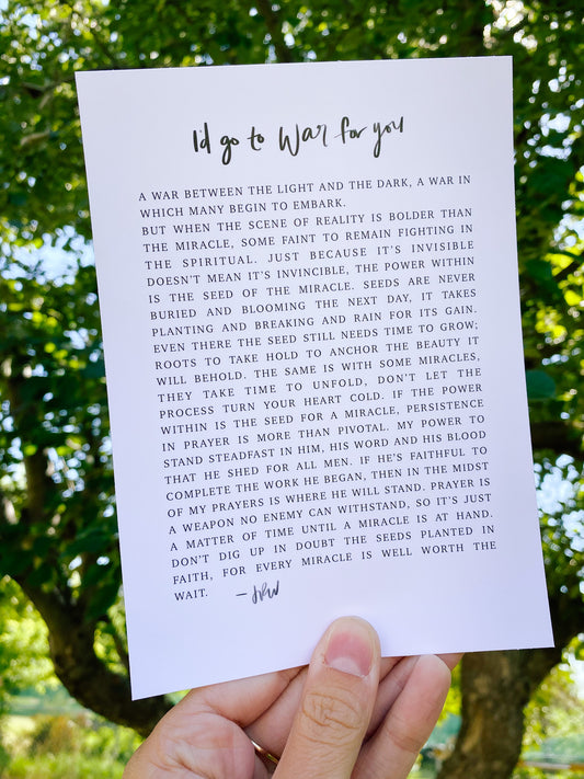 I'd Go To War For You Print